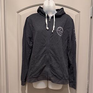 Charcoal Zip-Up Hoodie with Portland Maine Logo